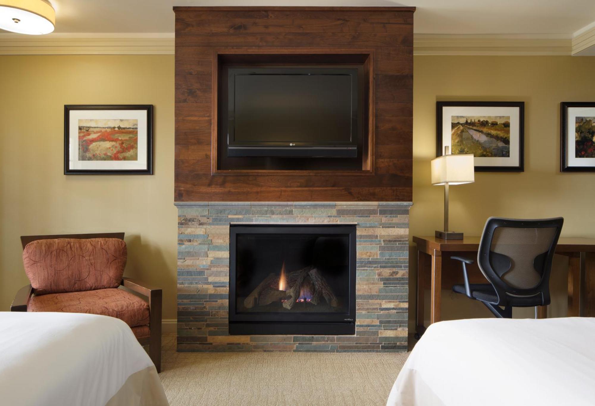 Premier Two Queen Room Fireplace